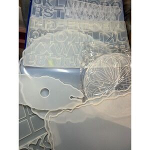 Large Silicone Resin Molds Lot Alphabet Tray Geode Coaster Epoxy Craft Set